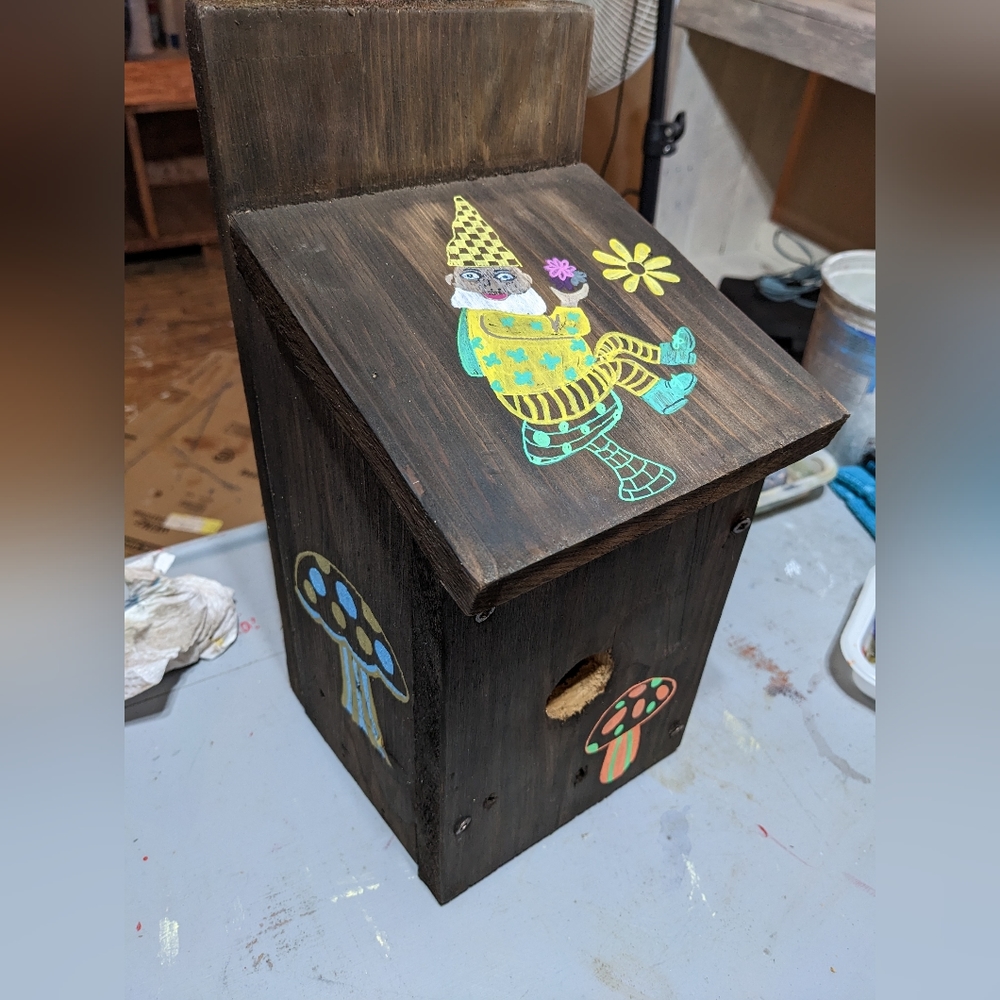 Handmade GNOME Cedar Wood Birdhouse - Picture 7 of 8